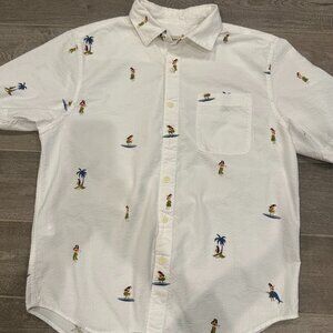 Tommy Bahama Men’s Seersucker Hawaiian Shirt Medium Hula Surf Print Short Sleeve